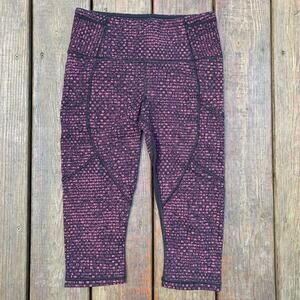 Lululemon Womens Activewear Leggings Pants Black Purple Geometric Pockets 6